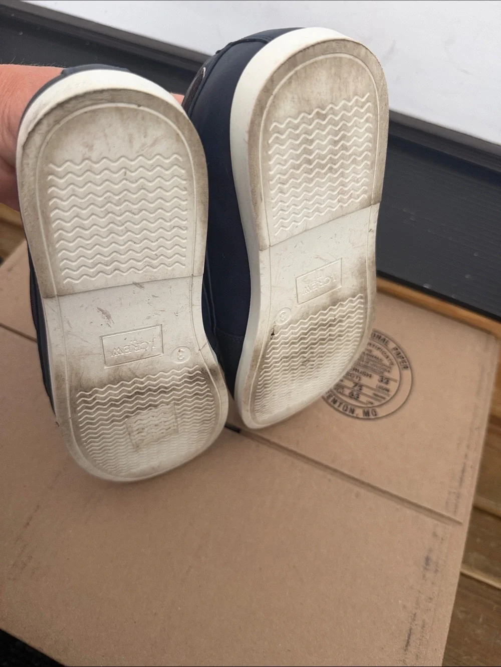 Kids Navy Blue Boat Shoes with White Sole